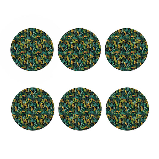 Tropical Jaguar Pattern Print Coaster Set