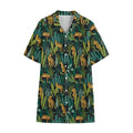 Tropical Jaguar Pattern Print Cotton Hawaiian Shirt