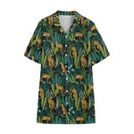 Tropical Jaguar Pattern Print Cotton Hawaiian Shirt