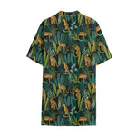Tropical Jaguar Pattern Print Cotton Hawaiian Shirt
