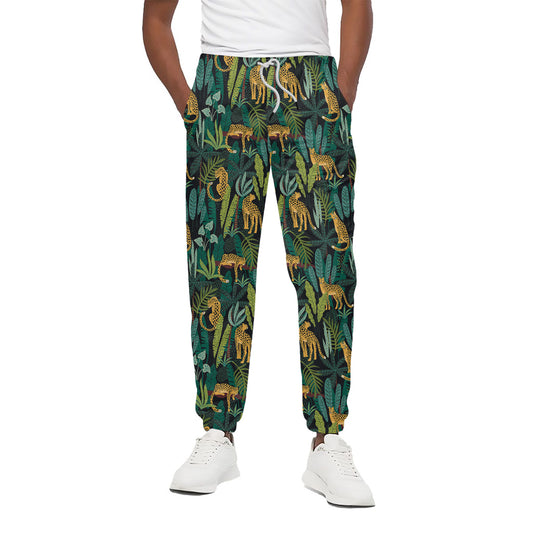 Tropical Jaguar Pattern Print Cotton Pants