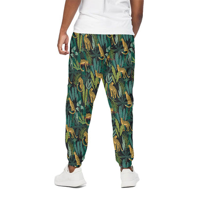 Tropical Jaguar Pattern Print Cotton Pants