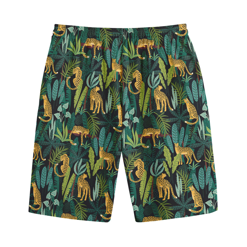 Tropical Jaguar Pattern Print Cotton Shorts