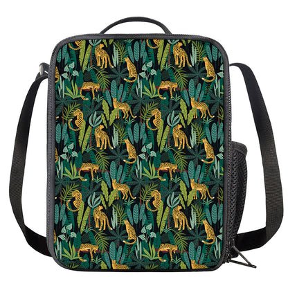 Tropical Jaguar Pattern Print Crossbody Lunch Bag