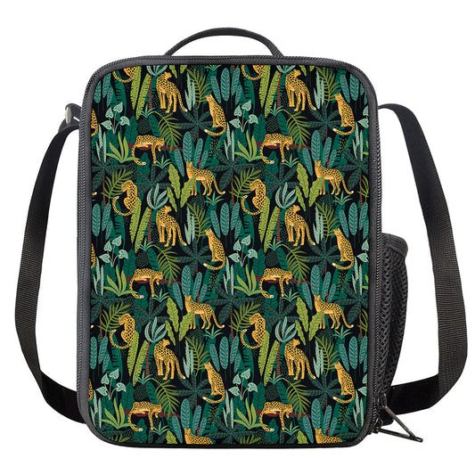Tropical Jaguar Pattern Print Crossbody Lunch Bag