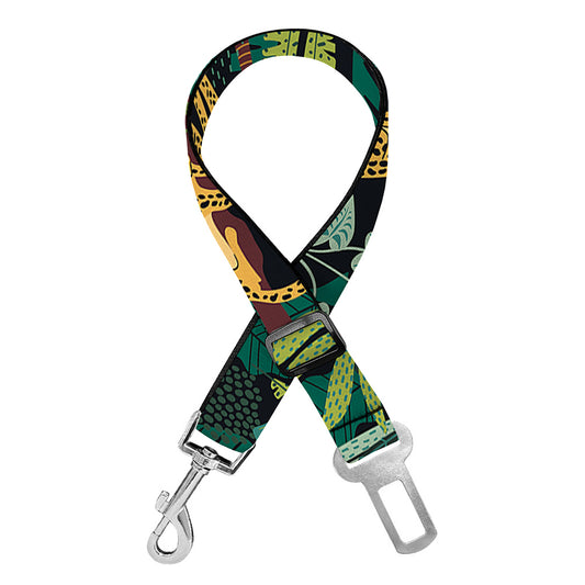 Tropical Jaguar Pattern Print Dog Seat Belt