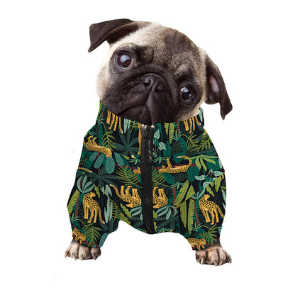 Tropical Jaguar Pattern Print Dog Zip Up Jacket