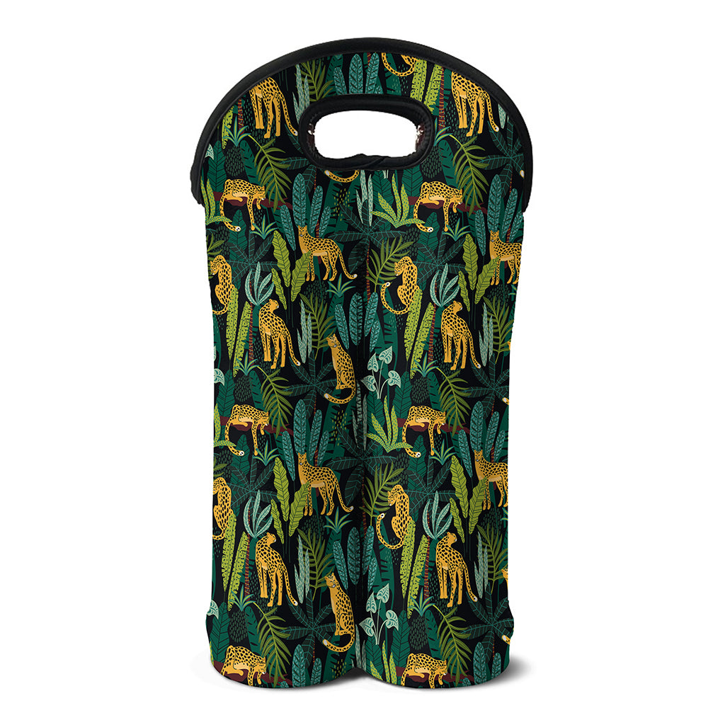 Tropical Jaguar Pattern Print Double Neoprene Wine Tote