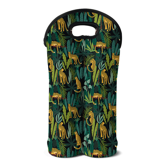 Tropical Jaguar Pattern Print Double Neoprene Wine Tote