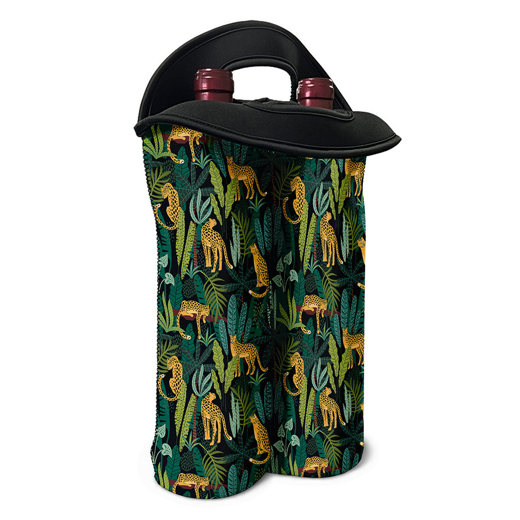 Tropical Jaguar Pattern Print Double Neoprene Wine Tote