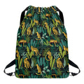 Tropical Jaguar Pattern Print Drawstring Backpack