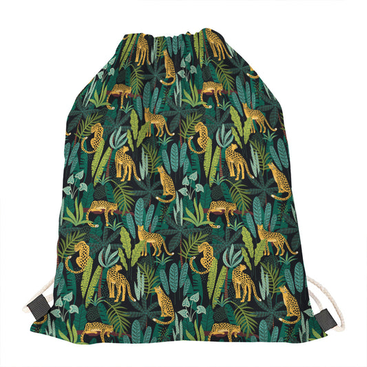 Tropical Jaguar Pattern Print Drawstring Bag