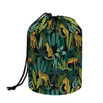 Tropical Jaguar Pattern Print Drawstring Makeup Bag
