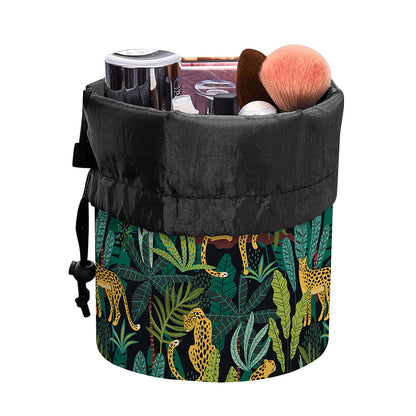 Tropical Jaguar Pattern Print Drawstring Makeup Bag