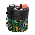 Tropical Jaguar Pattern Print Drawstring Makeup Bag