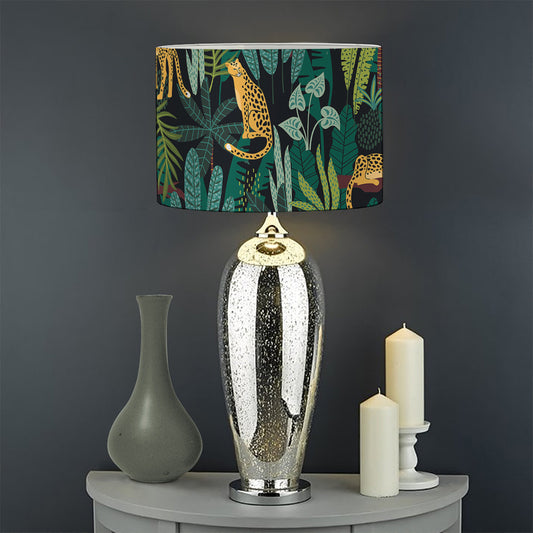 Tropical Jaguar Pattern Print Drum Lamp Shade