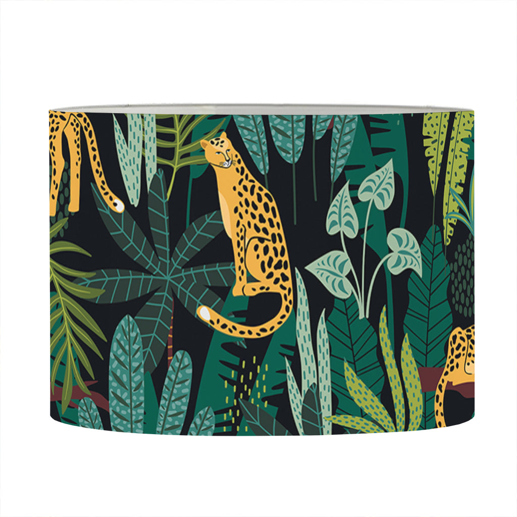 Tropical Jaguar Pattern Print Drum Lamp Shade
