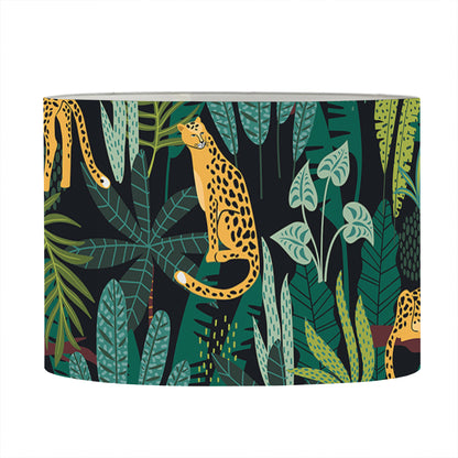 Tropical Jaguar Pattern Print Drum Lamp Shade