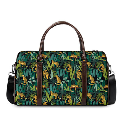 Tropical Jaguar Pattern Print Duffle Bag