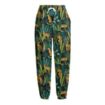 Tropical Jaguar Pattern Print Fleece Lined Knit Pants
