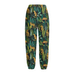 Tropical Jaguar Pattern Print Fleece Lined Knit Pants