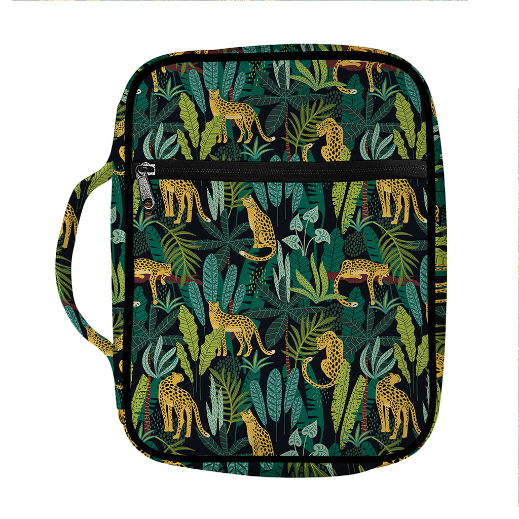 Tropical Jaguar Pattern Print Front Pocket Bible Bag