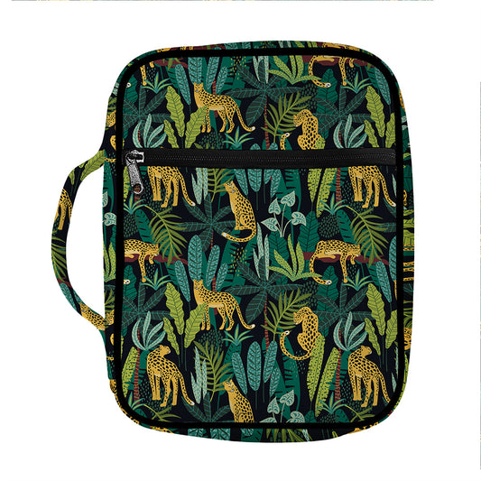 Tropical Jaguar Pattern Print Front Pocket Bible Bag