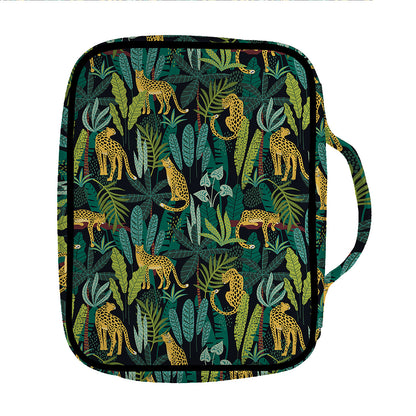 Tropical Jaguar Pattern Print Front Pocket Bible Bag
