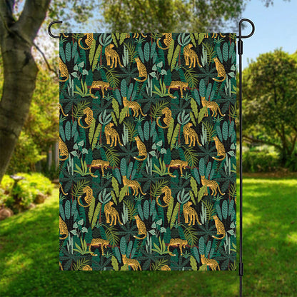 Tropical Jaguar Pattern Print Garden Flag