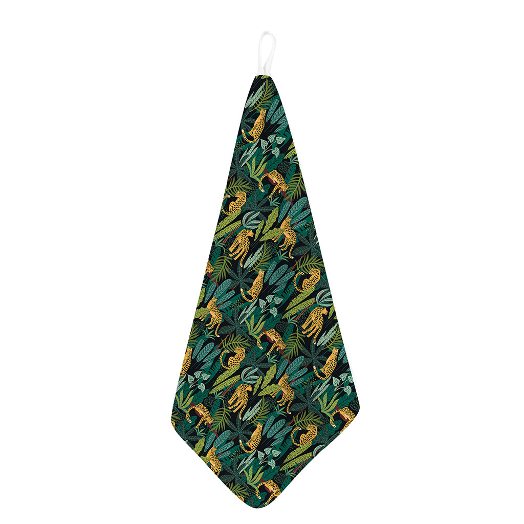 Tropical Jaguar Pattern Print Hand Towel