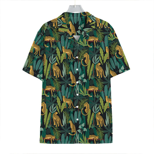 Tropical Jaguar Pattern Print Hawaiian Shirt