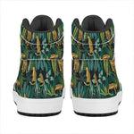 Tropical Jaguar Pattern Print High Top Leather Sneakers
