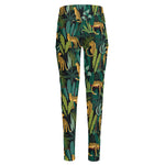 Tropical Jaguar Pattern Print High-Waisted Pocket Leggings