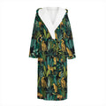 Tropical Jaguar Pattern Print Hooded Bathrobe