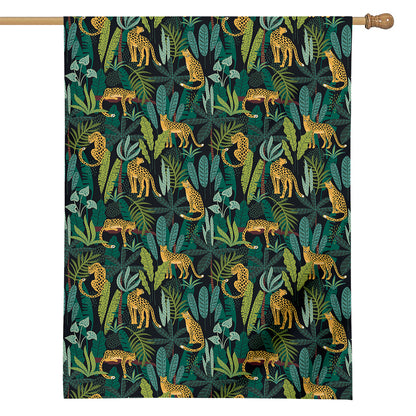 Tropical Jaguar Pattern Print House Flag