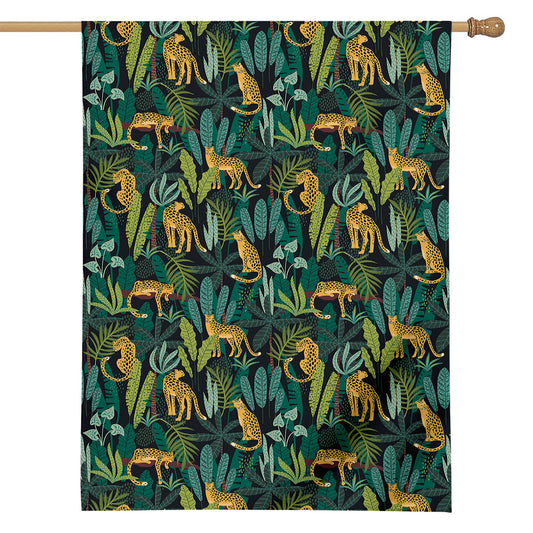 Tropical Jaguar Pattern Print House Flag