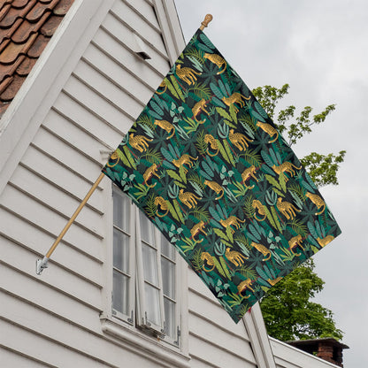 Tropical Jaguar Pattern Print House Flag