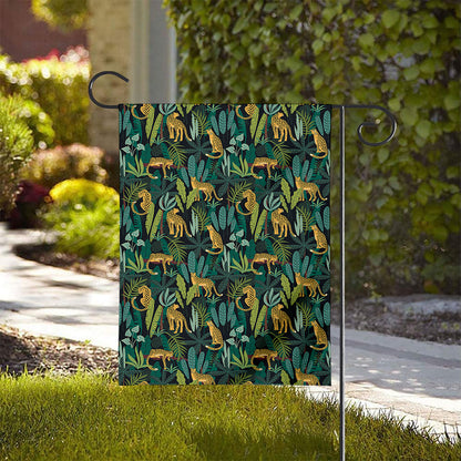 Tropical Jaguar Pattern Print House Flag