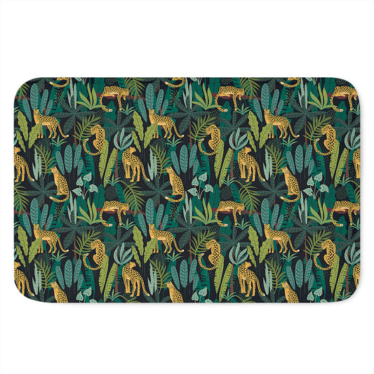 Tropical Jaguar Pattern Print Indoor Door Mat