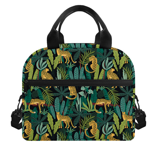 Tropical Jaguar Pattern Print Insulated Lunch Bag