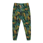 Tropical Jaguar Pattern Print Jogger Pants