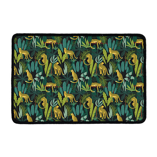Tropical Jaguar Pattern Print Kitchen Mat