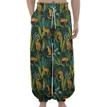 Tropical Jaguar Pattern Print Lantern Pants