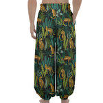 Tropical Jaguar Pattern Print Lantern Pants