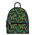 Tropical Jaguar Pattern Print Leather Backpack