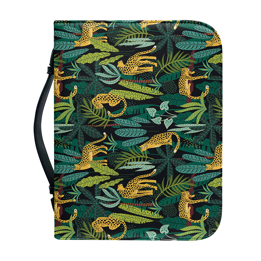 Tropical Jaguar Pattern Print Leather Bible Cover