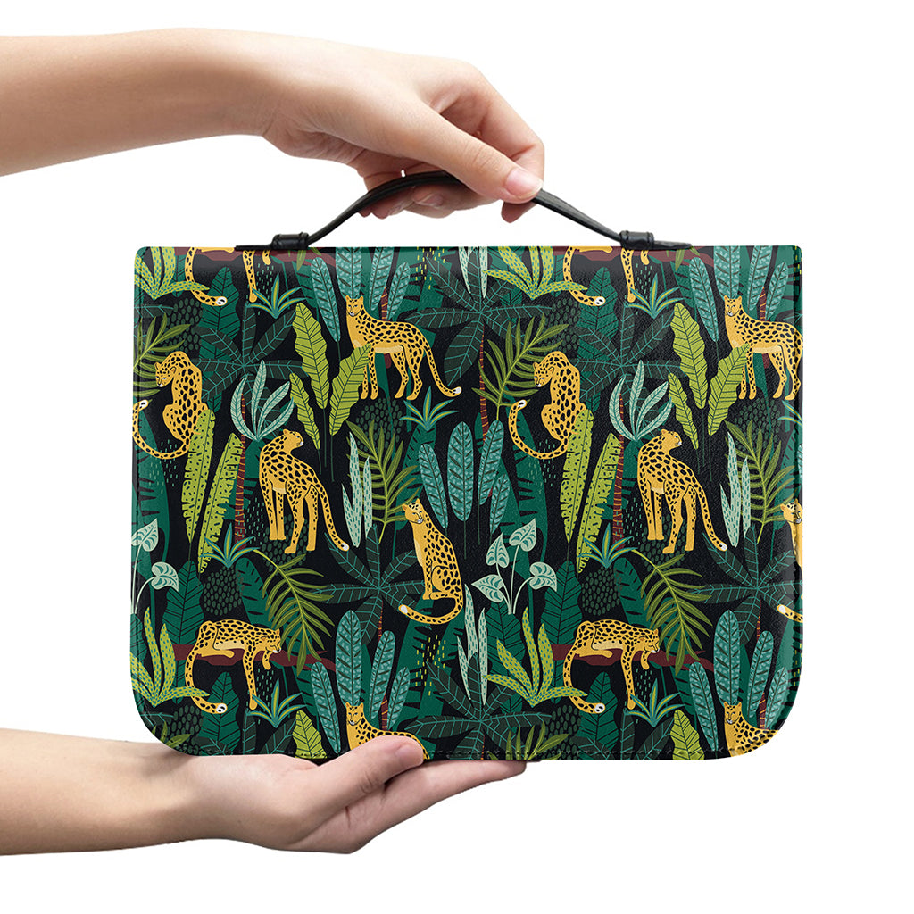 Tropical Jaguar Pattern Print Leather Bible Cover