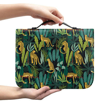 Tropical Jaguar Pattern Print Leather Bible Cover