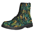 Tropical Jaguar Pattern Print Lace-Up Boots