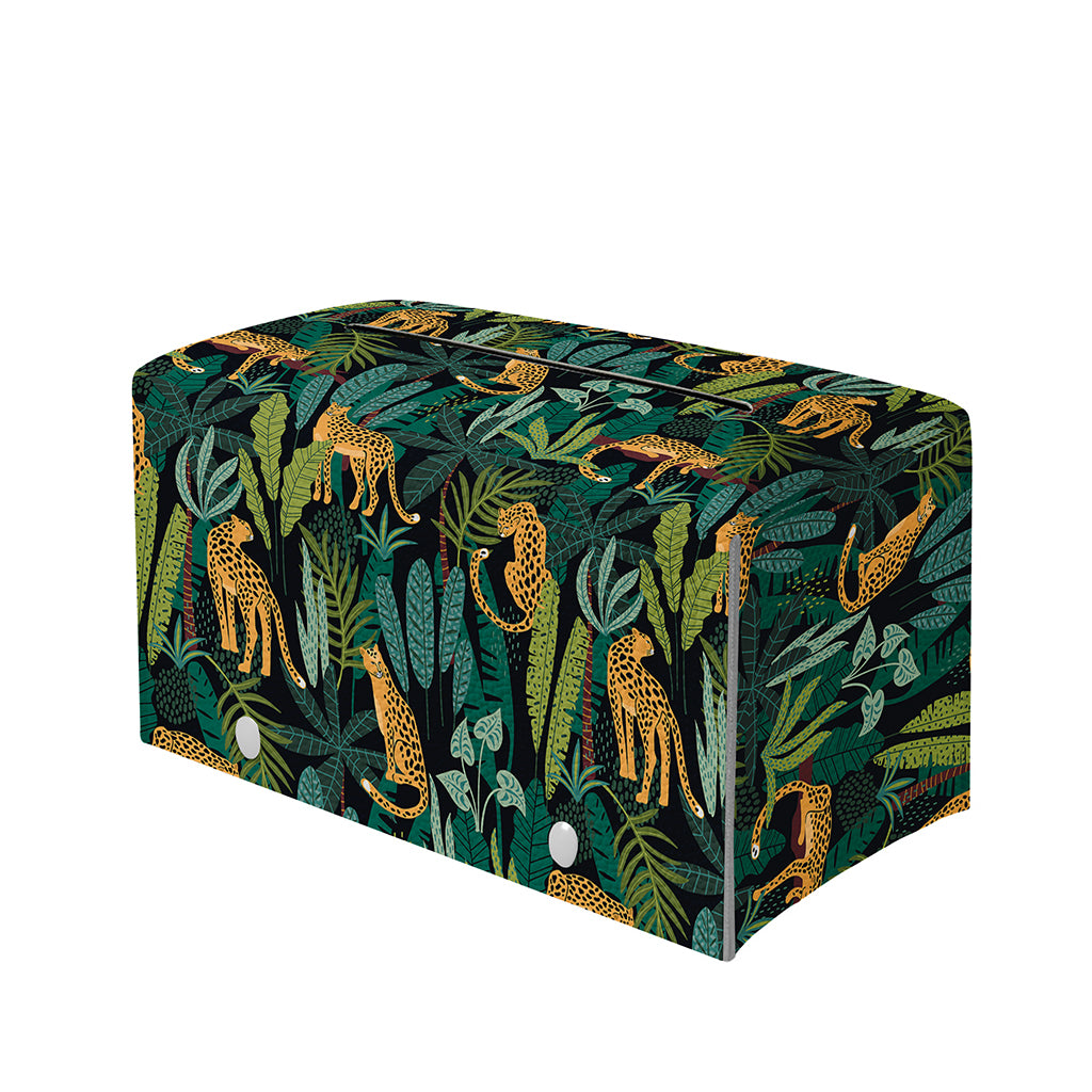 Tropical Jaguar Pattern Print Leather Tissue Box Cover